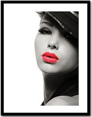Tablou PosterArt cu rama de lemn, sticla si passepartout Sexy Lips