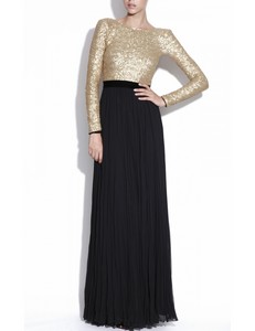 Rochie Rs377 Auriu Negru