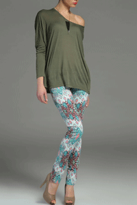 Pantaloni cu imprimeu geometric multicolor