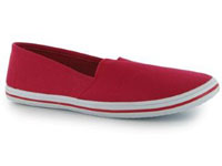 Miss Fiori Front Elasticated Ladies Canvas Pumps Red