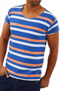 Tricou barbati Jack & Jones Albastru cu dungi Robit