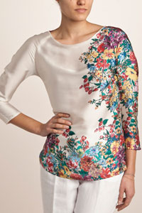 Bluza din satin cu imprimeu