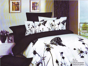 Lenjerie din bumbac satinat Butterfly Black and White