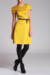 Rochie cu maneca scurta - galben SSU0599ZO