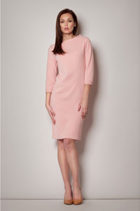 Rochie midi cu decolteu barcuta - Roz M181