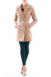 Palton cambrat Beige