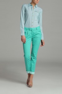 Pantaloni cu manseta intoarsa - Verde