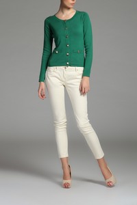 Pullover cu butoni mari gold - Verde
