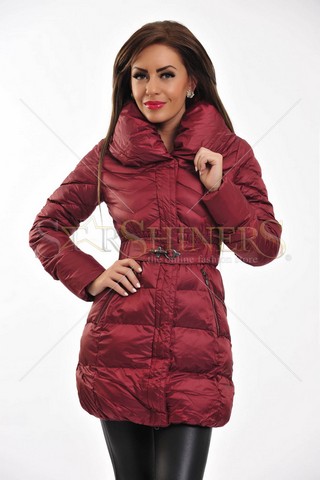 Geaca Fuzzy Neck Burgundy