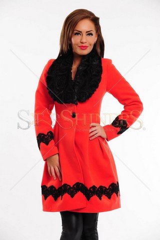 Palton LaDonna Bloomy Colar Coral