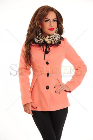 Palton LaDonna Leo Collar Rosa