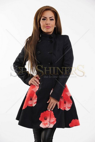 Palton LaDonna Floral Fashion DarkGrey