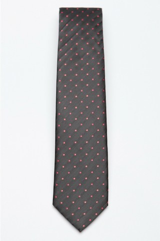 Cravata neagra cu buline rosii