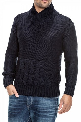 Pulover Tricotat Barbati Carisma Bleumarin Cu Guler