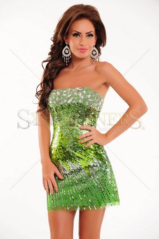 Rochie Sherri Hill Illusion Green