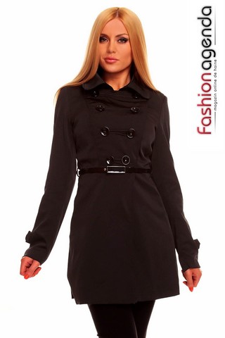 Trench Negru cu Curea Soho