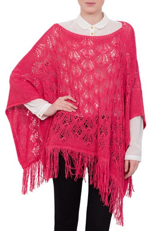 PONCHO ROSU PUDRAT DIN BRODERIE