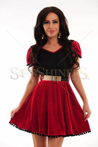 Rochie LaDonna Velvet Tassels Red