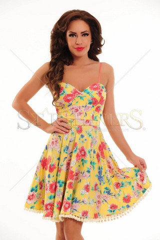 Rochie LaDonna Flowers Chain Yellow