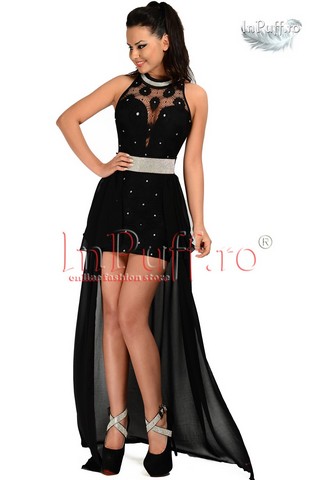 Rochie dantela neagra cu trena