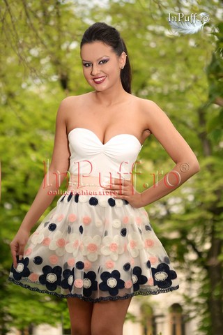 Rochie scurta alba cu flori