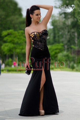 Rochie din lycra neagra cu paiete