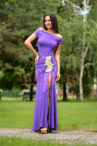 Rochie lunga de seara din lycra mov