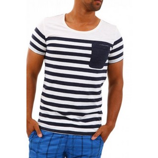 Tricou barbati Shine Alb-Bleumarin