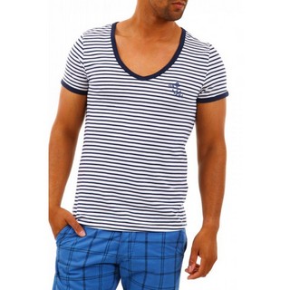 Tricou barbati Sublevel Alb-Bleumarin