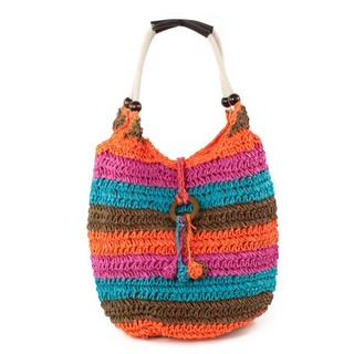 Geanta multicolora din fibre naturale