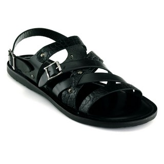 Sandale Otter negre din piele naturala