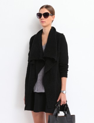 Cardigan lung - Negru