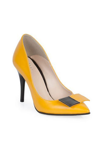 PANTOFI STILETTO GALBENI DIN PIELE NATURALA