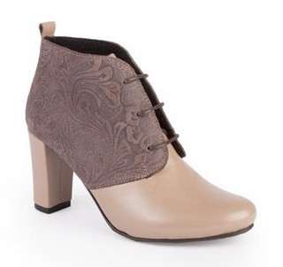 BOTINE CAPUCCINO DIN PIELE NATURALA CU SIRET