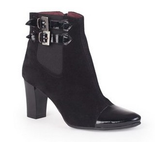 BOTINE CLARETTE NEGRE DIN PIELE INTOARSA