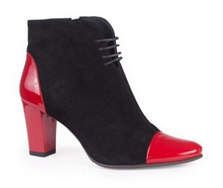 BOTINE CLARETTE NEGRU CU ROSU DIN PIELE NATURALA