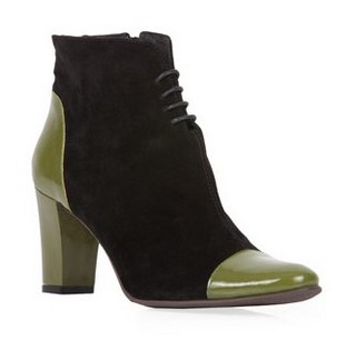 BOTINE CLARETTE NEGRU CU VERDE DIN PIELE NATURALA