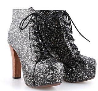 BOTINE NEGRE SILVER GLITTER