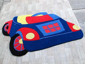Covor copii din lana Toy Car blue