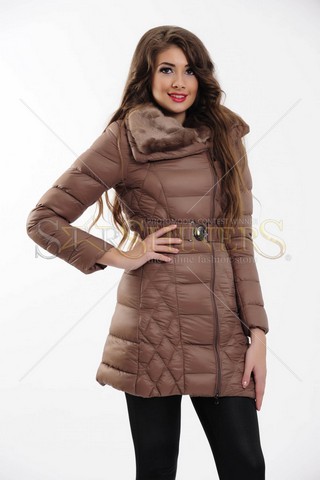 Geaca Furry Neck Brown