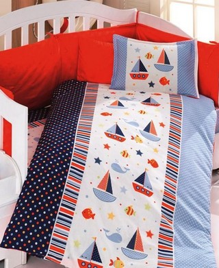 Lenjerie de pat pentru copii Double Happy Boats