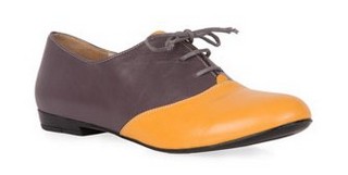 PANTOFI OXFORD GALBEN CU MOV DIN PIELE NATURALA