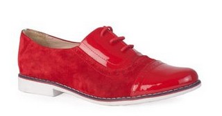 PANTOFI OXFORD ROSII DIN PIELE NATURALA