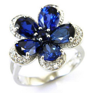 Inel Safire Flowers