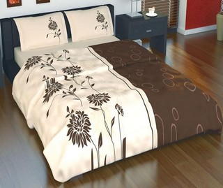 Lenjerie de pat Double Ranforce Half Brown and Cream