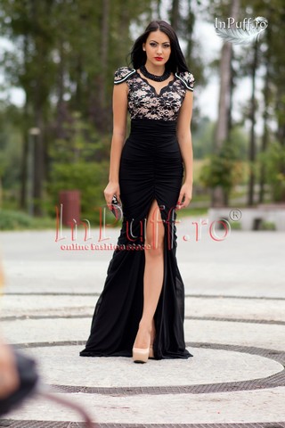 Rochie Atmosphere neagra cu epoletii