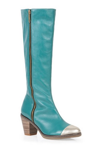 CIZME TURQUOISE CU AURIU DIN PIELE NATURALA MODEL C35