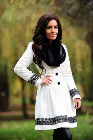 Palton LaDonna Bloomy Colar White