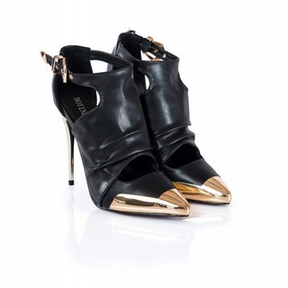 Botine negre cu toc auriu
