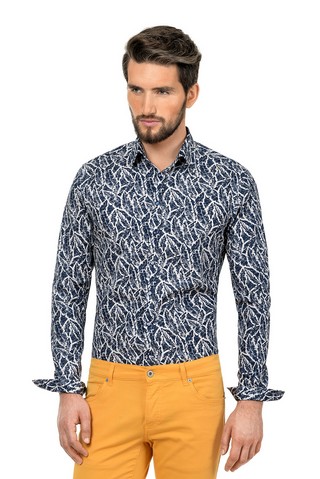 Camasa ego fit bleumarin print floral